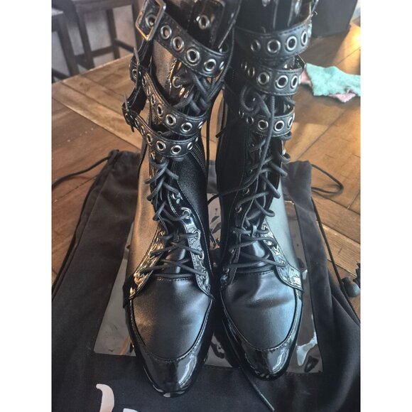 Burju Black Patent Leather Dance Ankle Boots US 11/EUR 44 - Picture 3 of 7